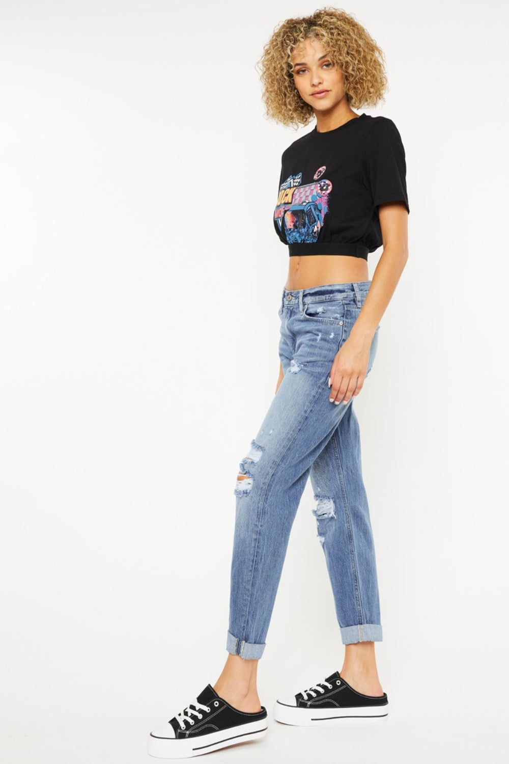 Kancan Mid Rise Distressed Straight Jeans - Jsopretty.com