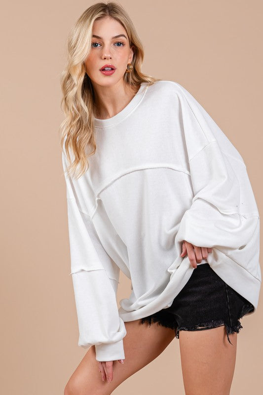 Ces Femme Exposed Seam Long Sleeve Sweatshirt - Jsopretty.com