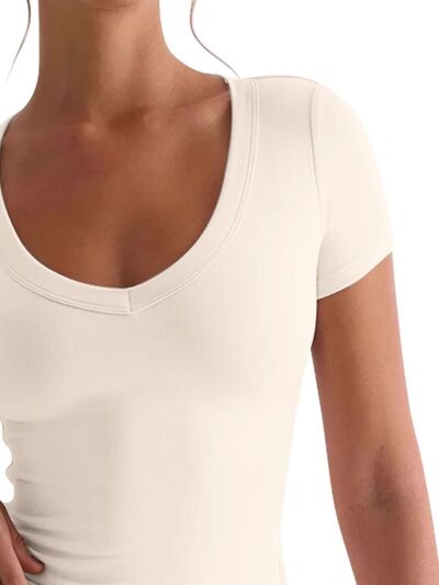 Lovelet Scoop Neck Short Sleeve T-Shirt - Jsopretty.com