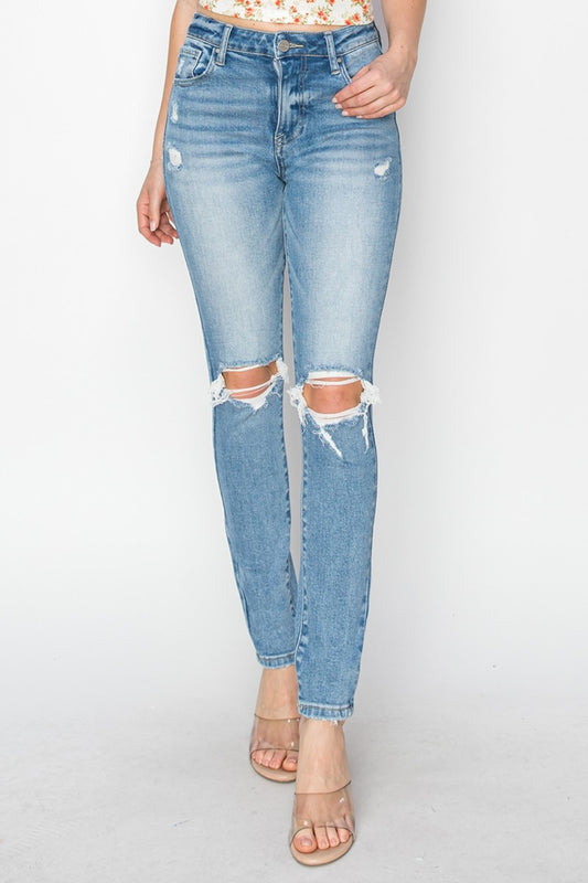 Risen Full Size High Rise Knee Distressed Skinny Jeans - Jsopretty.com