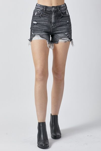 RISEN Full Size High Rise Distressed Denim Shorts - Jsopretty.com