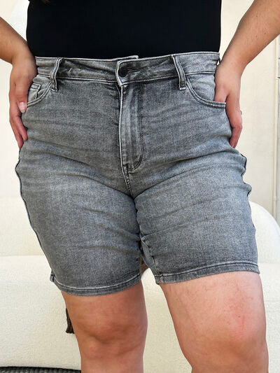 Judy Blue Full Size High Waist Washed Denim Shorts - Jsopretty.com