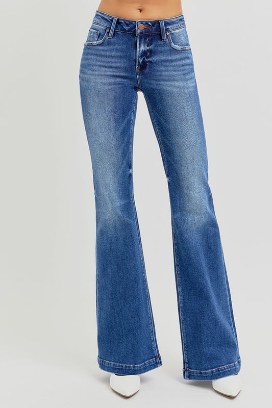 RISEN Full Size Low Rise Flare Jeans with Pockets - Jsopretty.com