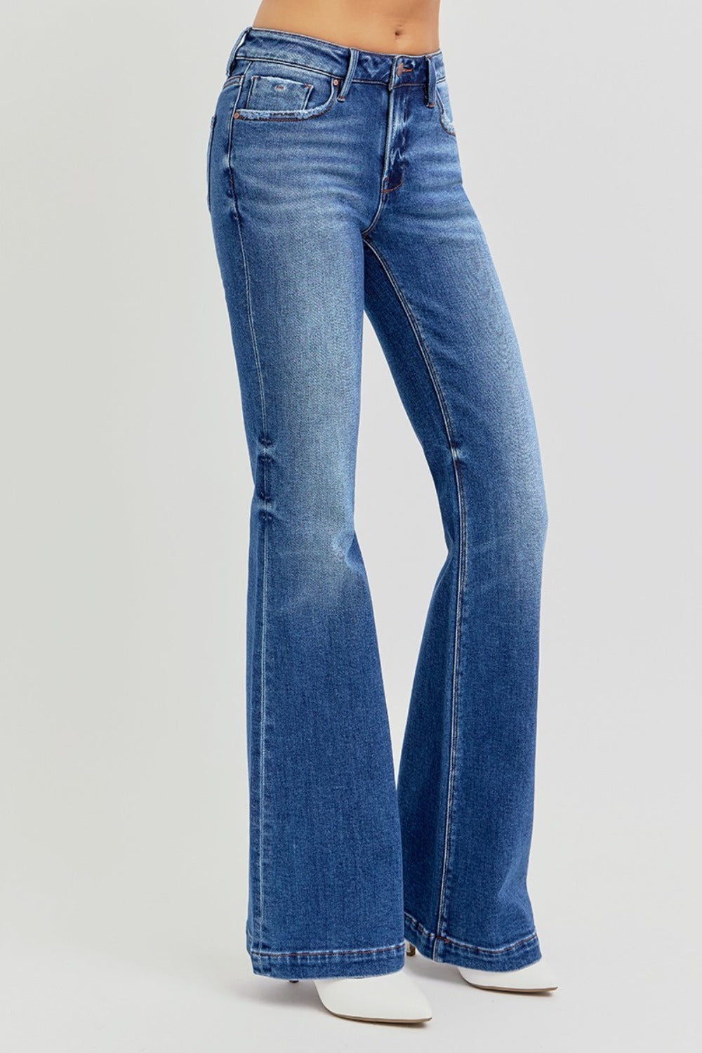 RISEN Full Size Low Rise Flare Jeans with Pockets - Jsopretty.com