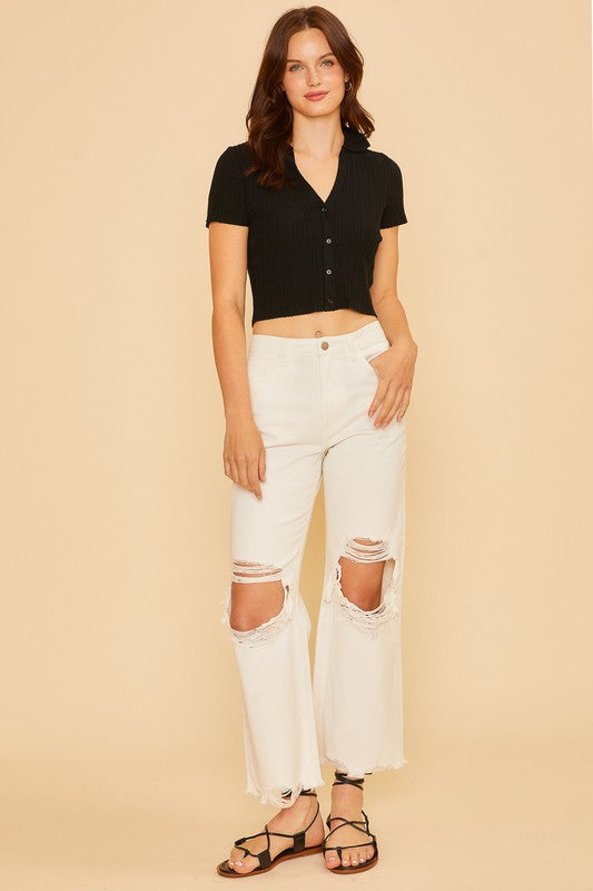 Annie Wear Distressed Raw Hem Jeans - Jsopretty.com