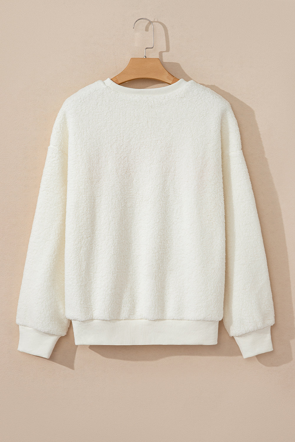 HOWDY Patched Round Neck Sherpa Sweatshirt - Jsopretty.com