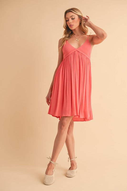 Aemi + Co Ruched Plunge Mini Cami Dress - Jsopretty.com