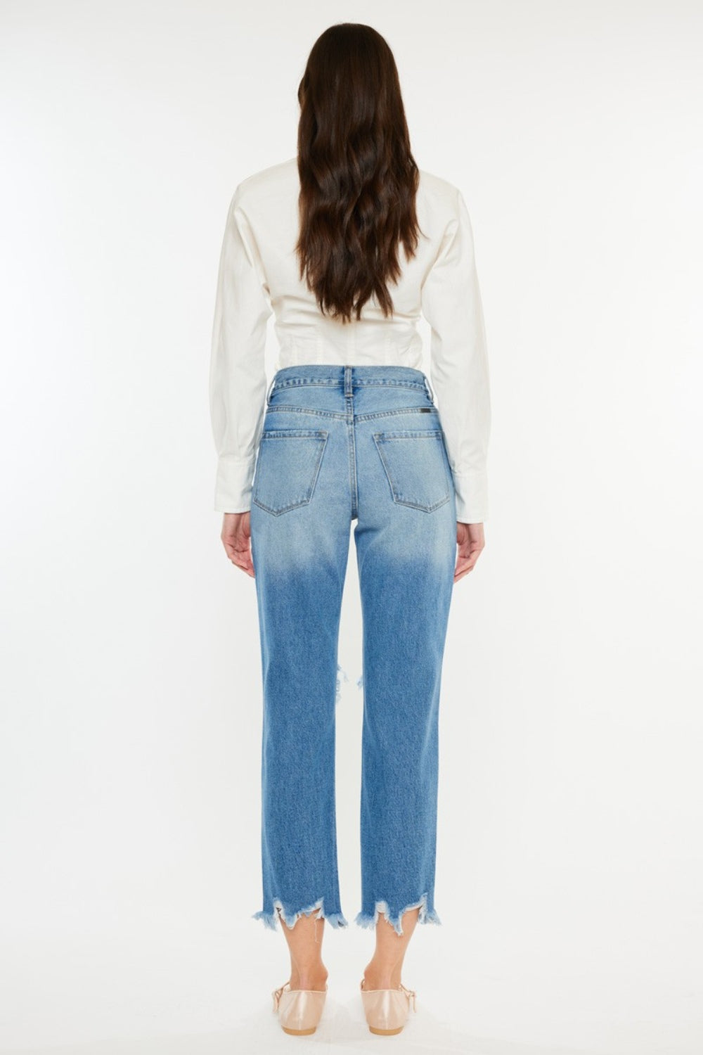 Kancan Distressed Frayed Hem Cropped Jeans - Jsopretty.com