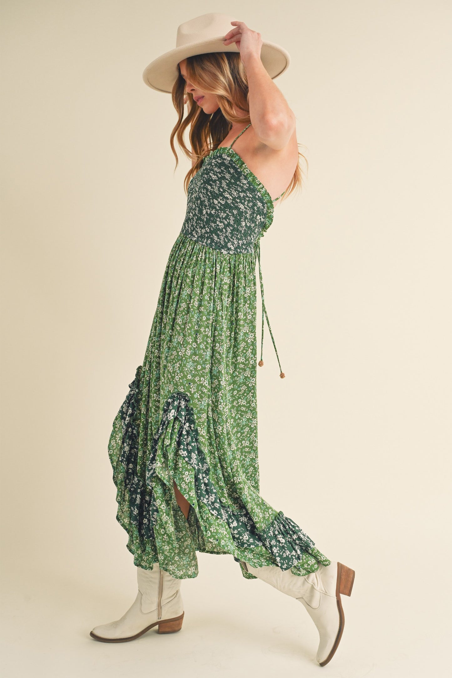 Aemi + Co Ditsy Floral Ruffled Hem Maxi Cami Dress - Jsopretty.com