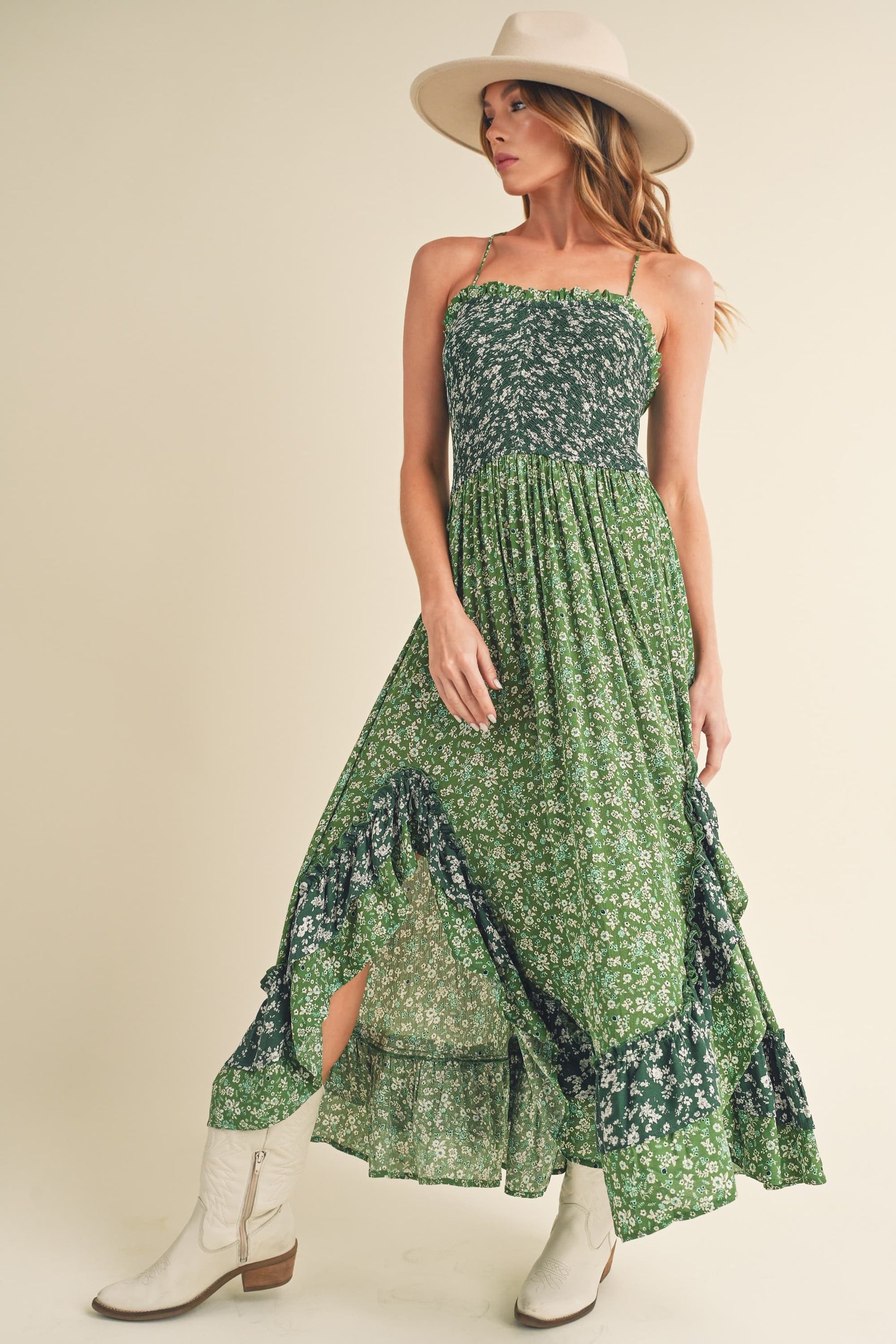 Aemi + Co Ditsy Floral Ruffled Hem Maxi Cami Dress - Jsopretty.com