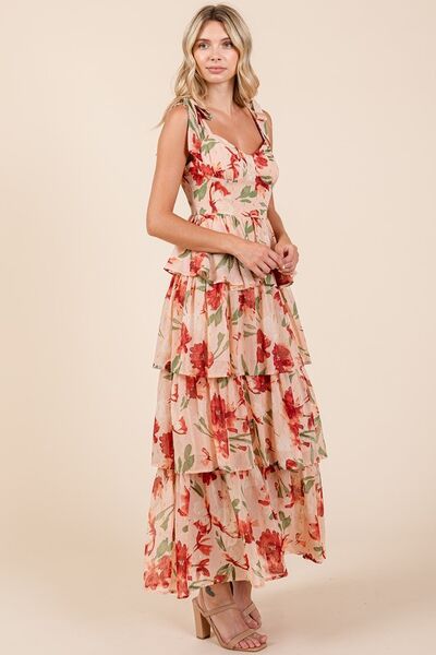 Mittoshop Layered Floral Sweetheart Neck Maxi Dress - Jsopretty.com