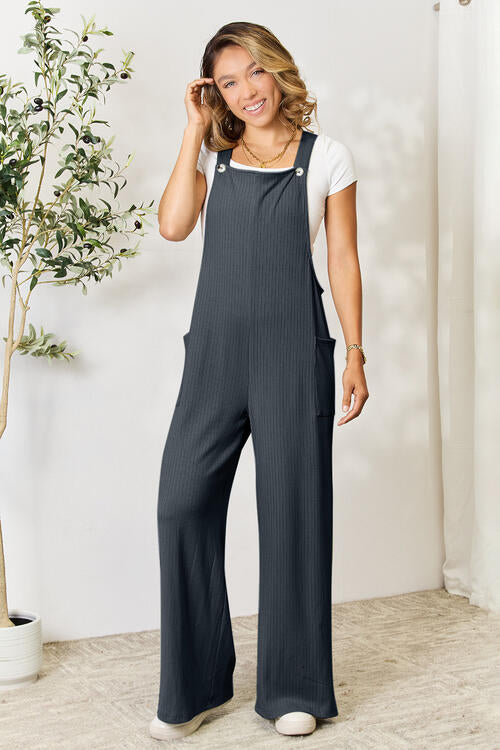 Double Take Full Size Wide Strap Overall with Pockets - Jsopretty.com